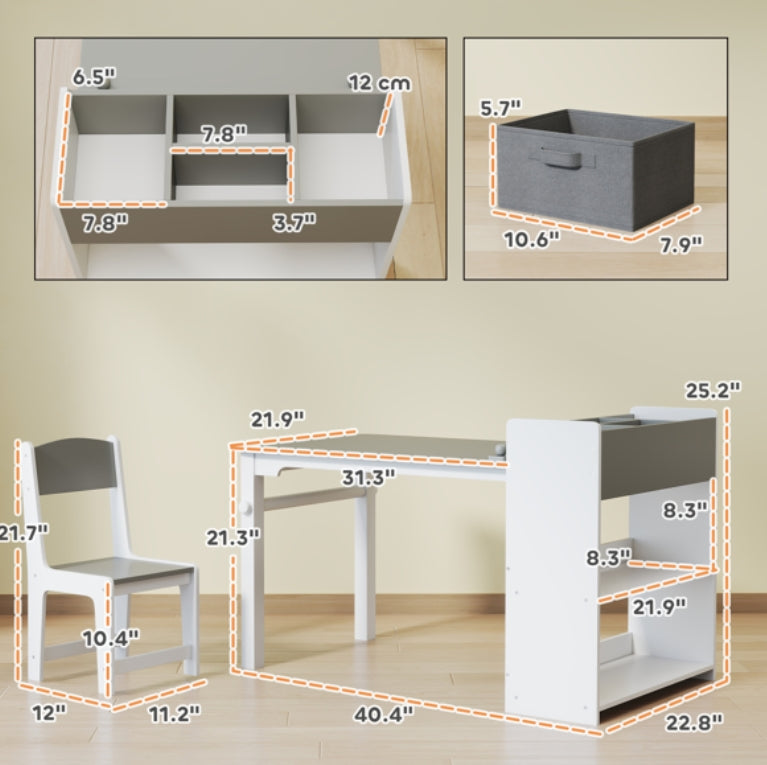 Little Play World™ Kids Activity Desk & Chair Set with Paper Roll, Storage Shelves & Drawers - Little Play World Store