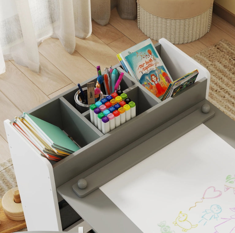 Little Play World™ Kids Activity Desk & Chair Set with Paper Roll, Storage Shelves & Drawers - Little Play World Store