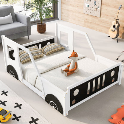 Full-size RoadsterDream™ classic car bed for kids by Little Play World, featuring decorative wheels and a fun, kids’ playhouse design.