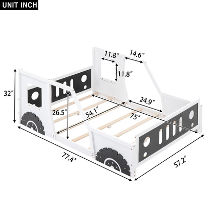 Little Play World RoadsterDream full-size classic car bed with decorative wheels, perfect for kids' bedroom and playhouse decor.