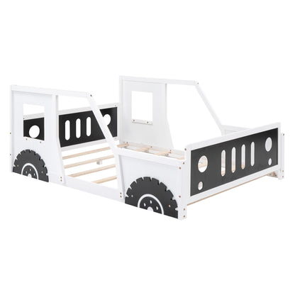 Little Play World RoadsterDream full-size classic car bed with decorative wheels, ideal for kids' bedroom or playhouse decor.