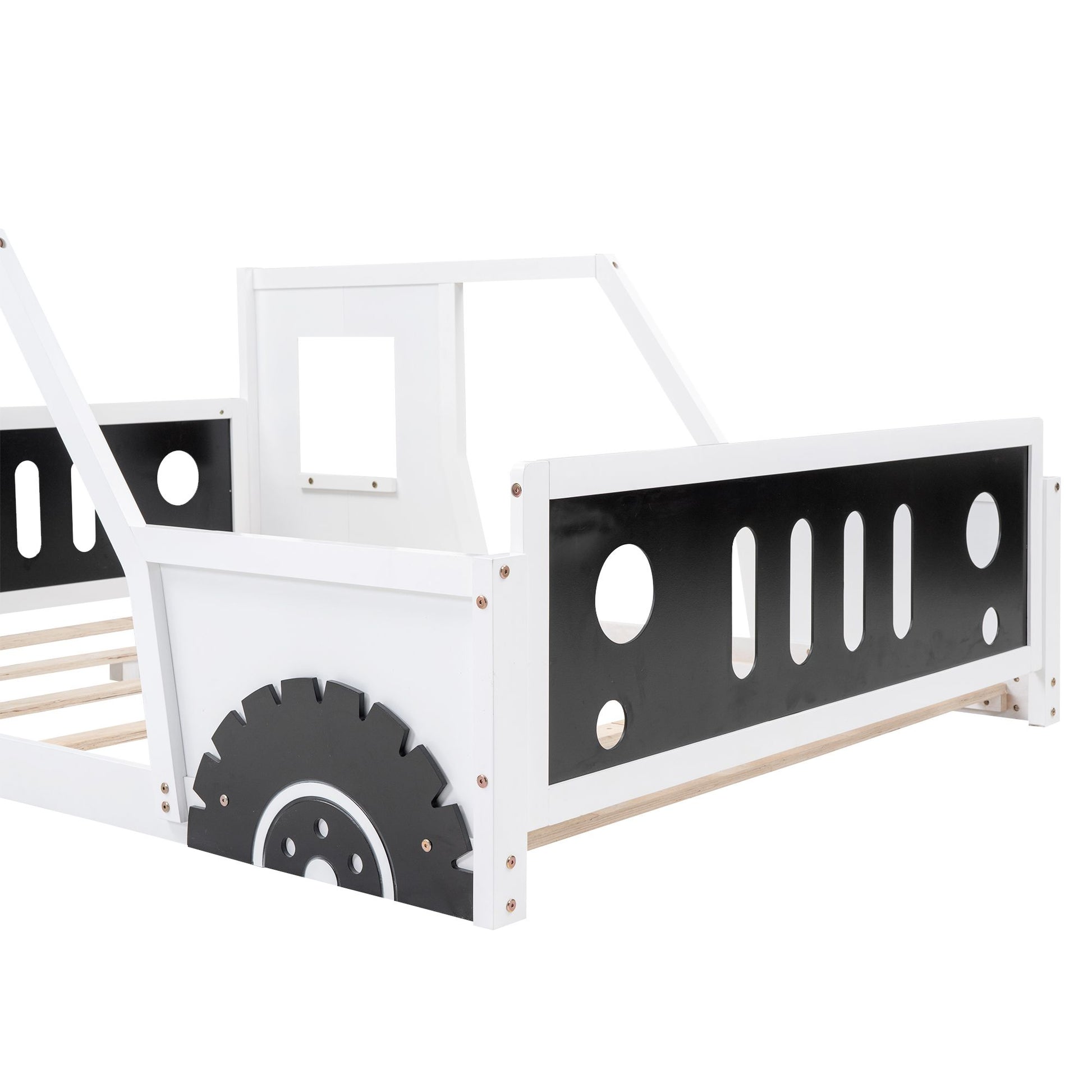 Little Play World RoadsterDream full-size classic car bed with decorative wheels, perfect for kids' themed playhouse or princess bedroom.