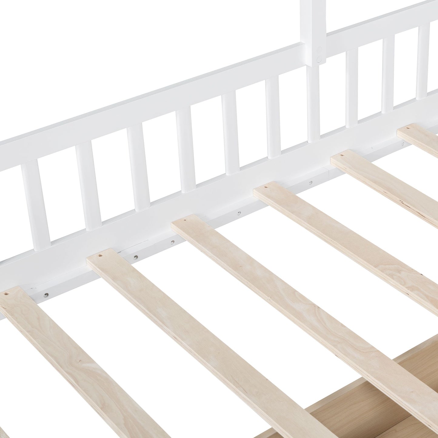 LittleLodge™ Twin House Bed for kids, featuring playful house design, storage drawers, and a cozy playhouse style in white.