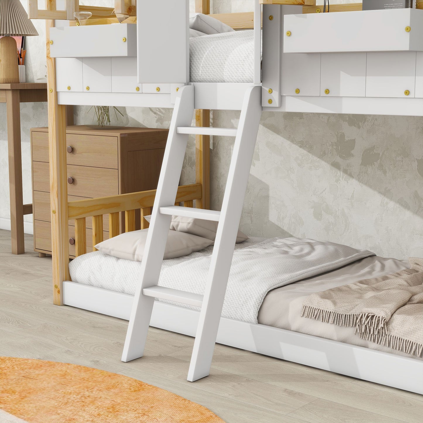 Little Play World Twin-over-Twin house bunk bed for kids featuring a playful house design, perfect for toddlers and young children.