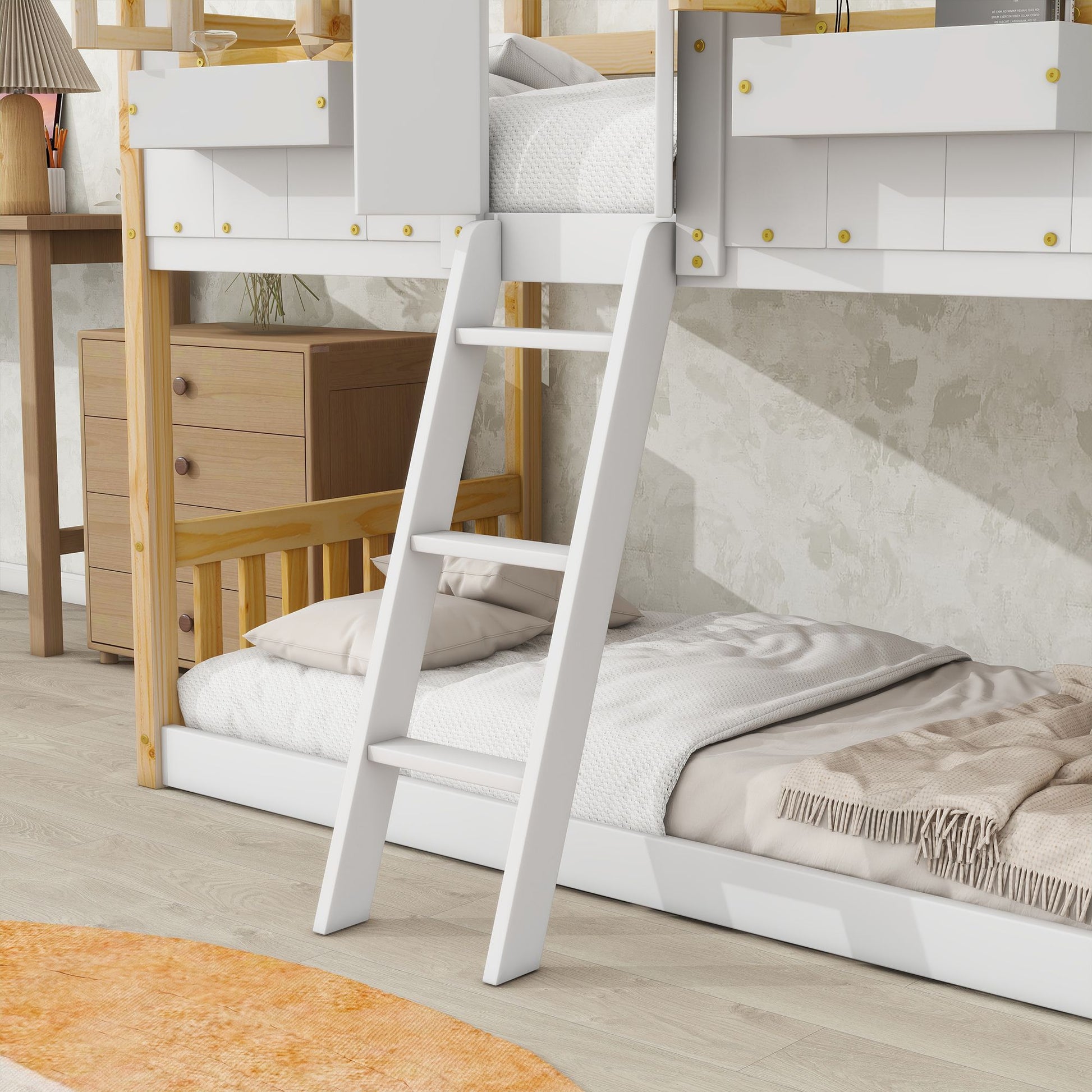 Little Play World Twin-over-Twin house bunk bed for kids featuring a playful house design, perfect for toddlers and young children.