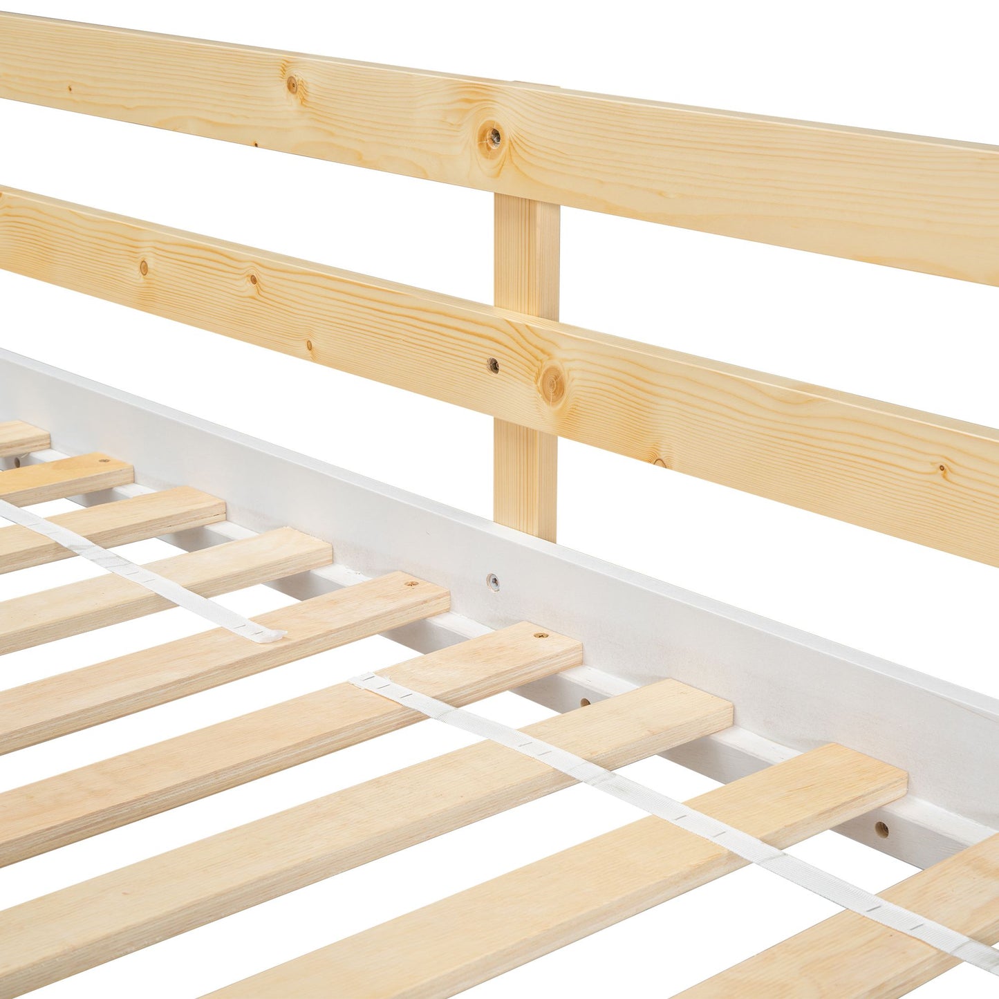 Little Play World HavenHome twin-over-twin house bunk bed for kids, featuring a playful house design with natural white finish.