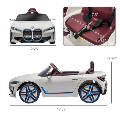 Little Play World BMW LuxeDrive™ 12V kids electric ride-on car with parental remote, white, for children.