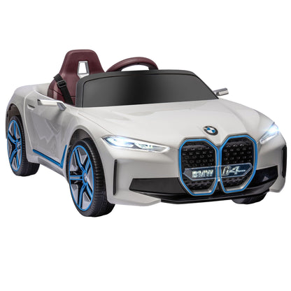 White BMW LuxeDrive™ 12V kids electric ride-on car with parental remote control, designed for kids by Little Play World.