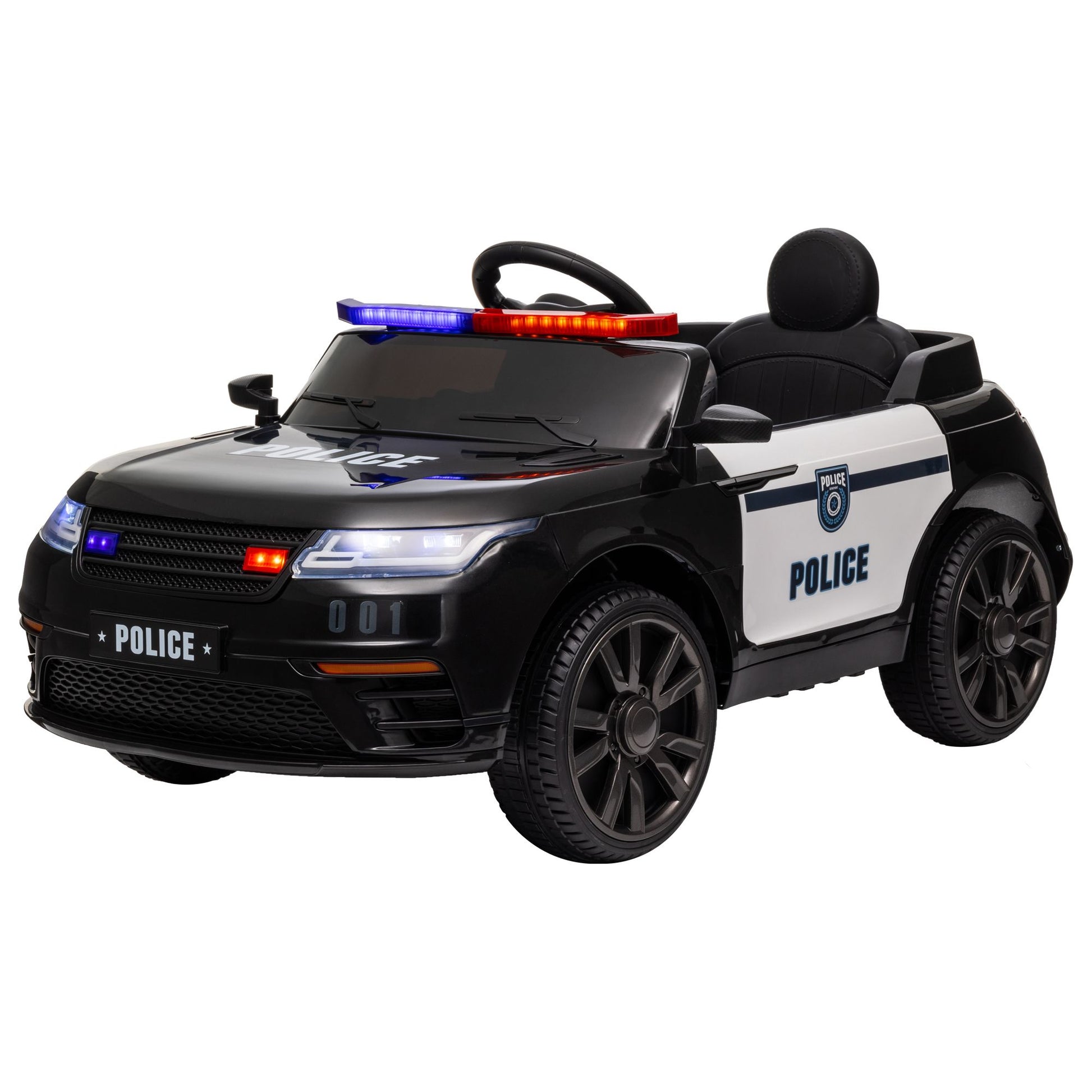 Little Play World Elite Patrol 12V kids police ride-on car with remote control and adjustable speeds, featuring police cruiser design.