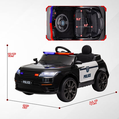 Little Play World Elite Patrol 12V kids police ride-on car with remote control and adjustable speeds, featuring a police cruiser design.