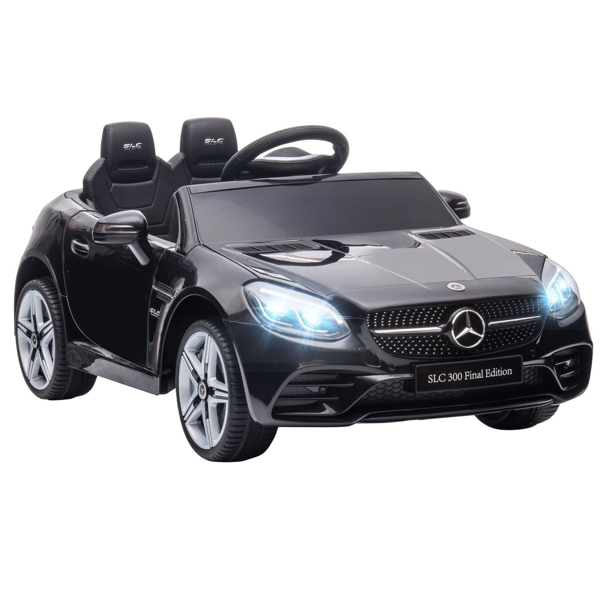 Black Mercedes-Benz Veloce 12V dual-seat kids electric ride-on car with remote control by Little Play World.