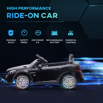Black Mercedes-Benz Veloce 12V kids' electric ride-on car with dual seats and parental remote control by Little Play World.