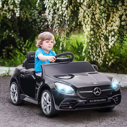 Black Mercedes-Benz Veloce 12V dual-seat kids electric ride-on car with parental remote by Little Play World.