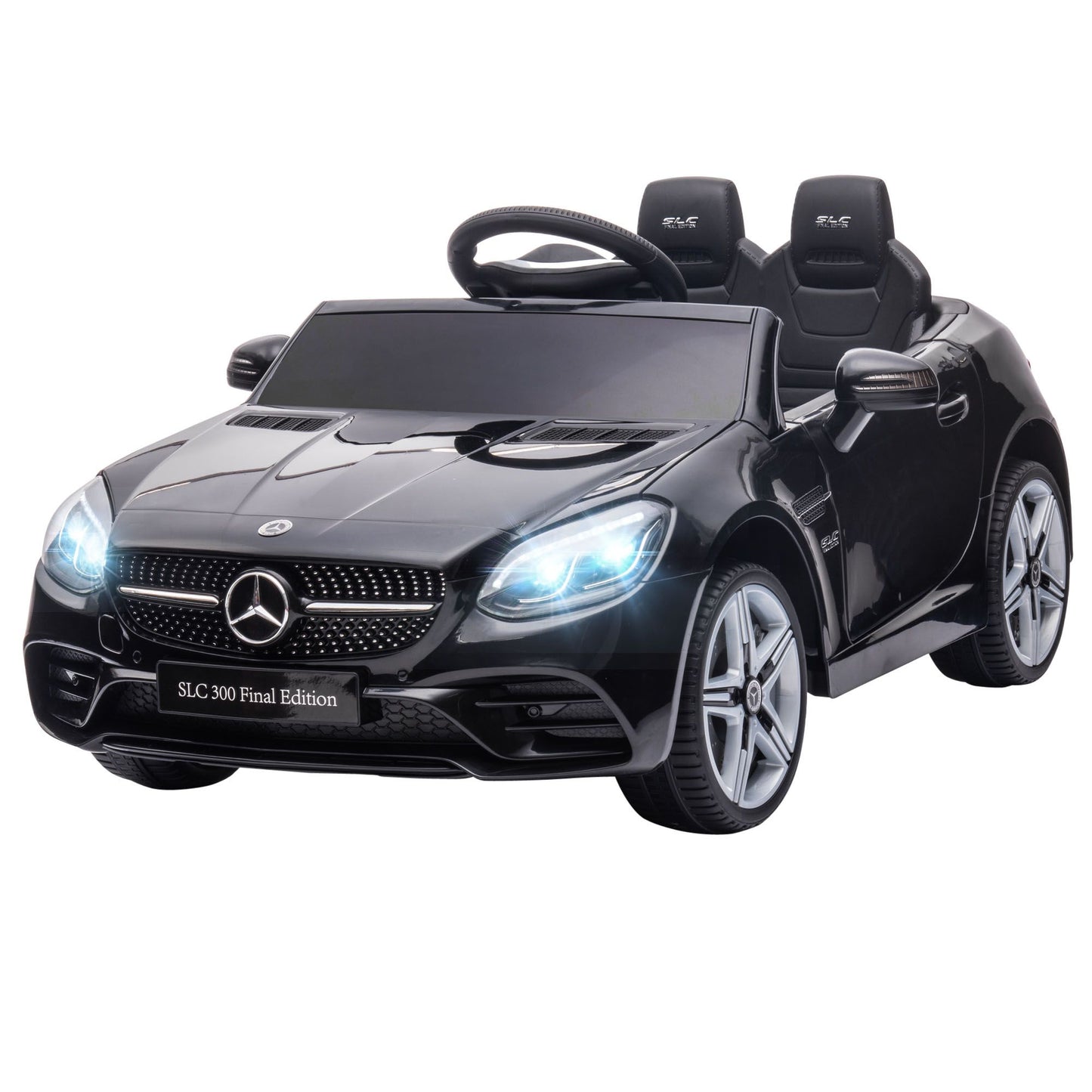 Black Mercedes-Benz Veloce 12V dual-seat kids electric ride-on car by Little Play World with parental remote control.