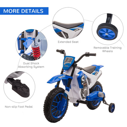 Little Play World RidgeScout 12V kids electric dirt bike with training wheels, designed for ride-on cars for kids.
